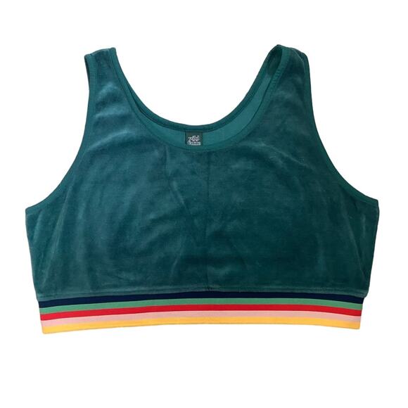 Wild Fable Dark Green Velour Cropped Tank XXL - Picture 2 of 4